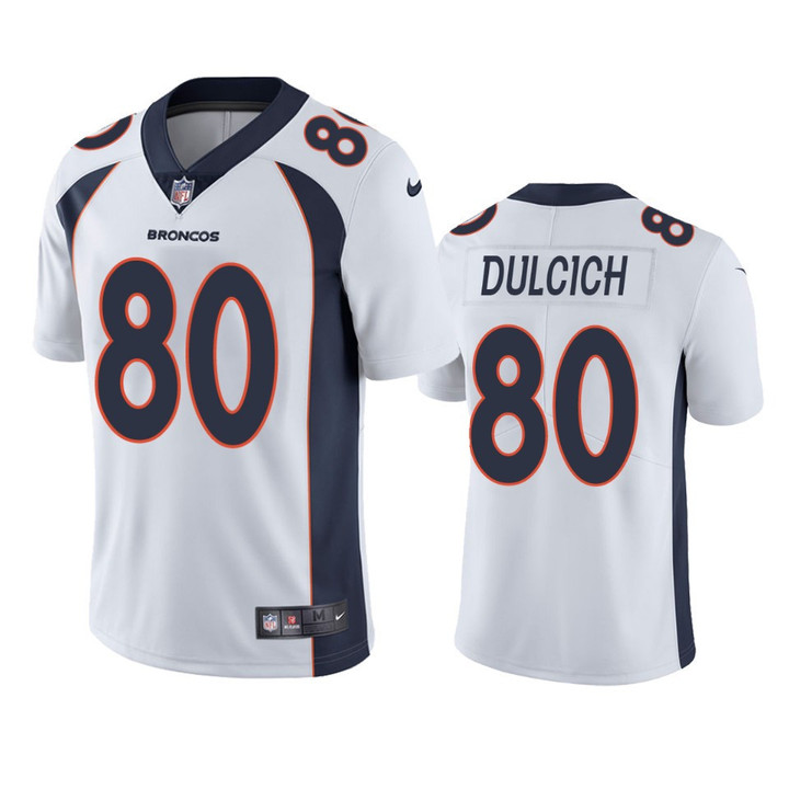 Greg Dulcich #80 Denver Broncos White Vapor Limited Jersey