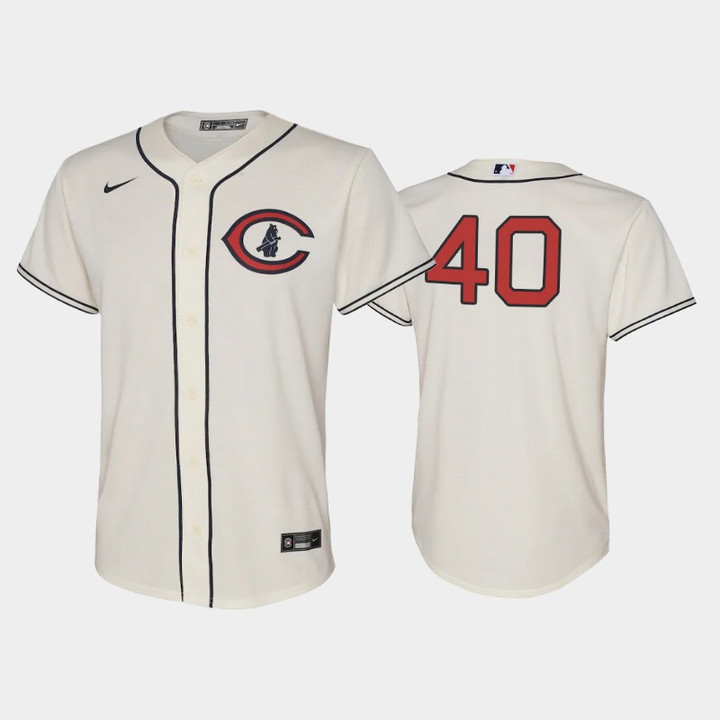 Youth 2022 Field of Dreams #40 Willson Contreras Chicago Cubs Cream Jersey