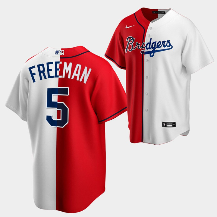 Freddie Freeman Two Tone Los Angeles Dodgers #5 Braves Split Jersey