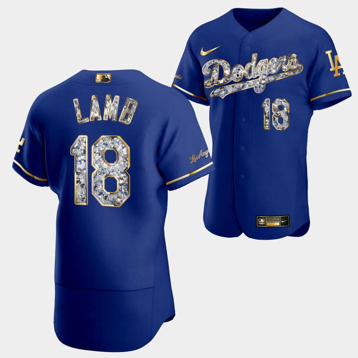 Los Angeles Dodgers Jake Lamb Royal Jersey #18 Golden Diamond 2022-23 Uniform