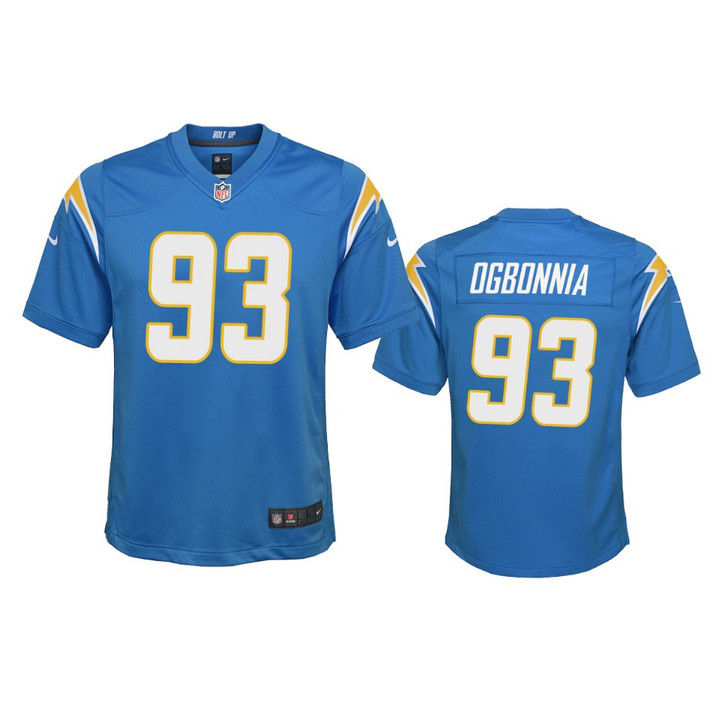 Youth Chargers Otito Ogbonnia #93 Powder Blue Game Jersey