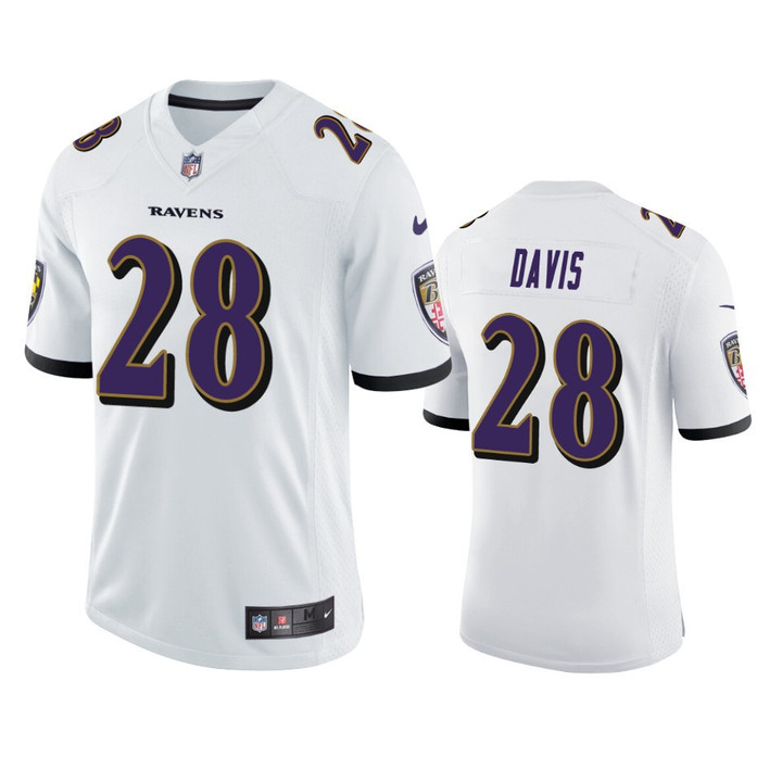 Baltimore Ravens #28 Mike Davis White Vapor Limited Jersey