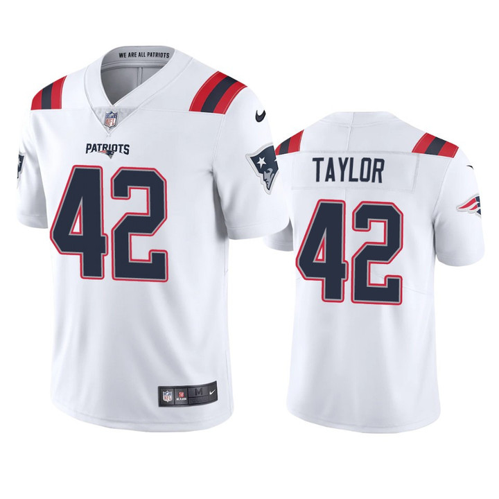 J.J. Taylor #42 New England Patriots White Vapor Limited Jersey