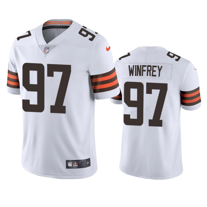 Cleveland Browns Perrion Winfrey #97 White Vapor Limited Jersey