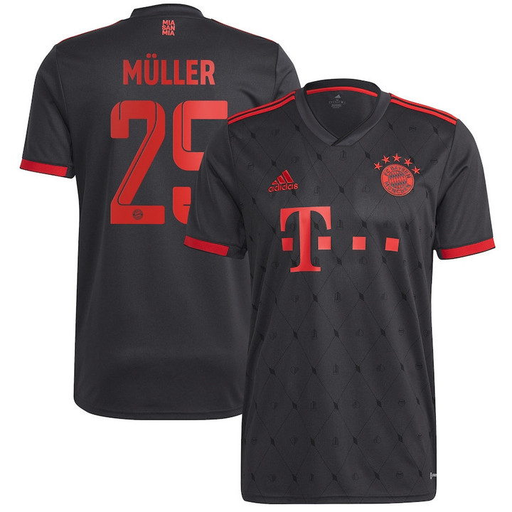 Thomas Muller #25 Bayern Munich 2022/23 Third Player Jersey - Charcoal