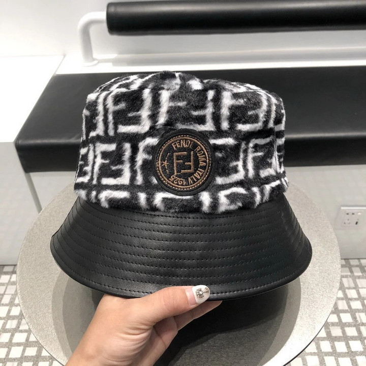 Fendi Roma 1925 Embroidered Logo Ff Monogram Bucket Hat In Black And White