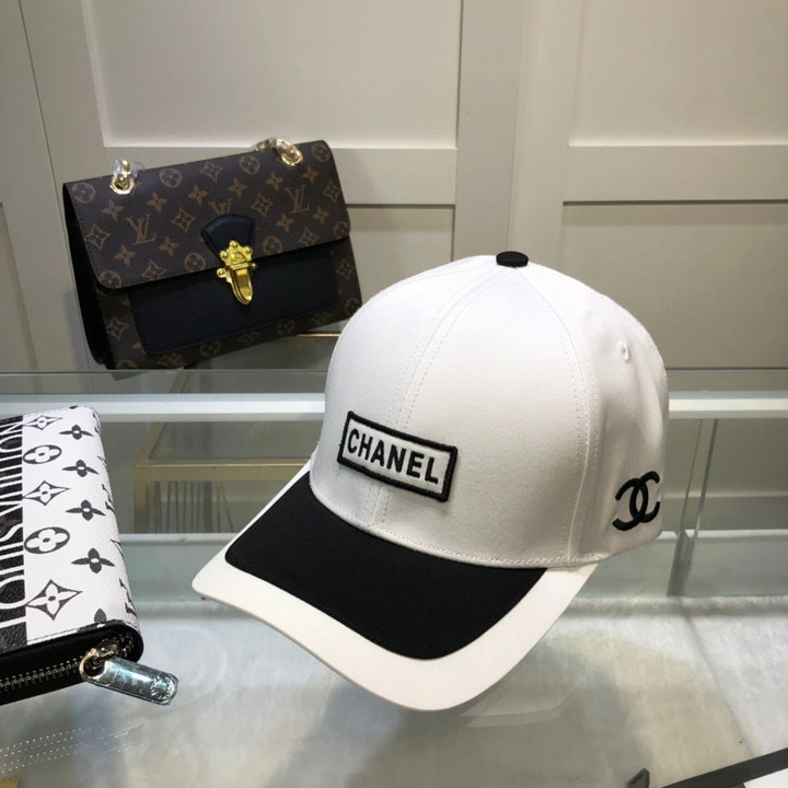 Chanel Logo Embroidered White And Black Baseball Cap
