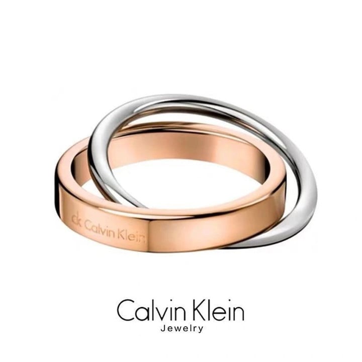 Calvin Klein Rose Gold Two-tone Stainless Steel Linked Ring