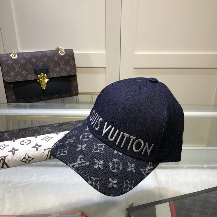 Louis Vuitton Signature Embroidered At The Front Baseball Cap In Deep Blue