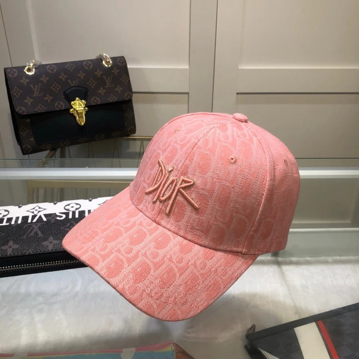 Christian Dior Brand Embroidery Baseball Cap In Coral