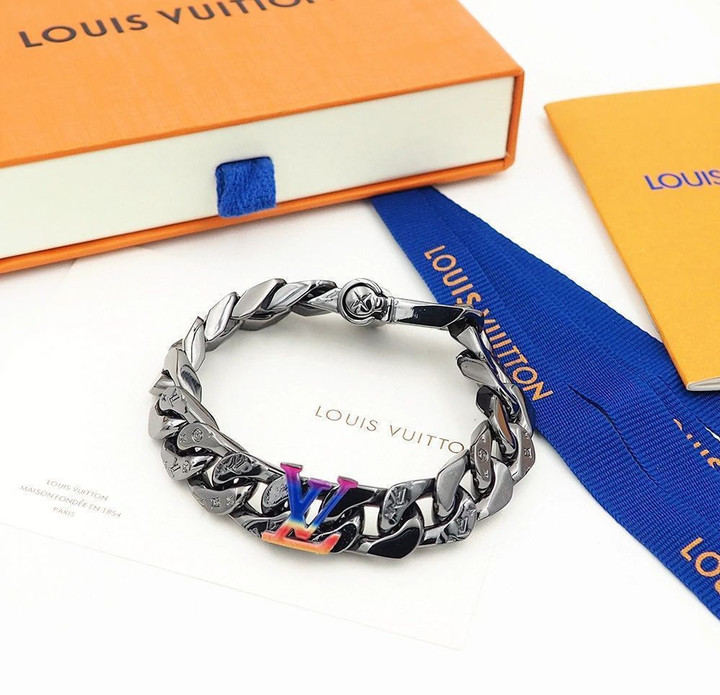 Louis Vuitton Silver Chain Lv Rainbow Bracelet