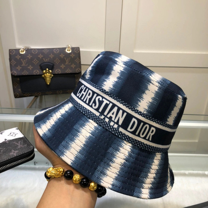 Dior D-stripes Small Brim Bucket Hat In Blue