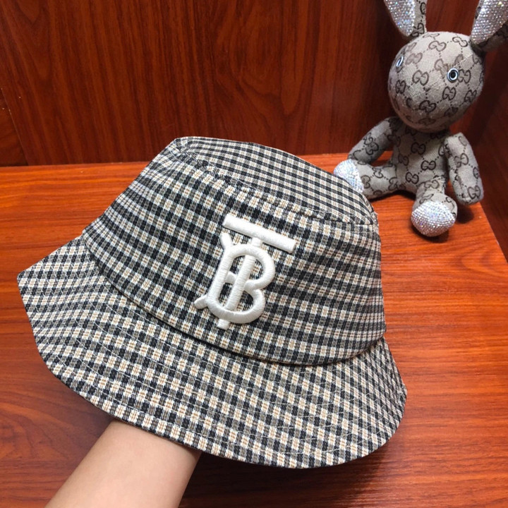Burberry Embroidered Tb And Logo Label Bucket Hat In Black And Yellow