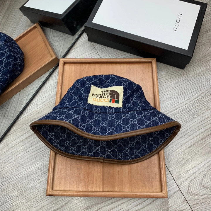 Gucci X The North Face Navy Bucket Hat With Web·