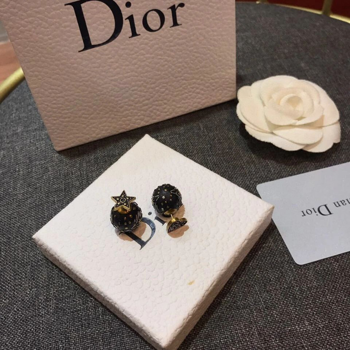 Dior Black Gold Metal Star Heart Mise En Tribal Earrings