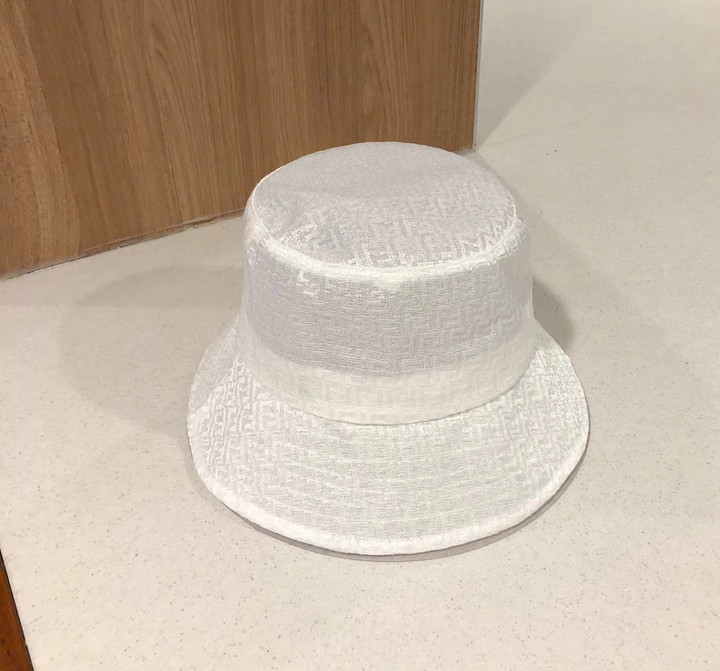 Fendi Ff Logo Nylon Bucket Hat In White
