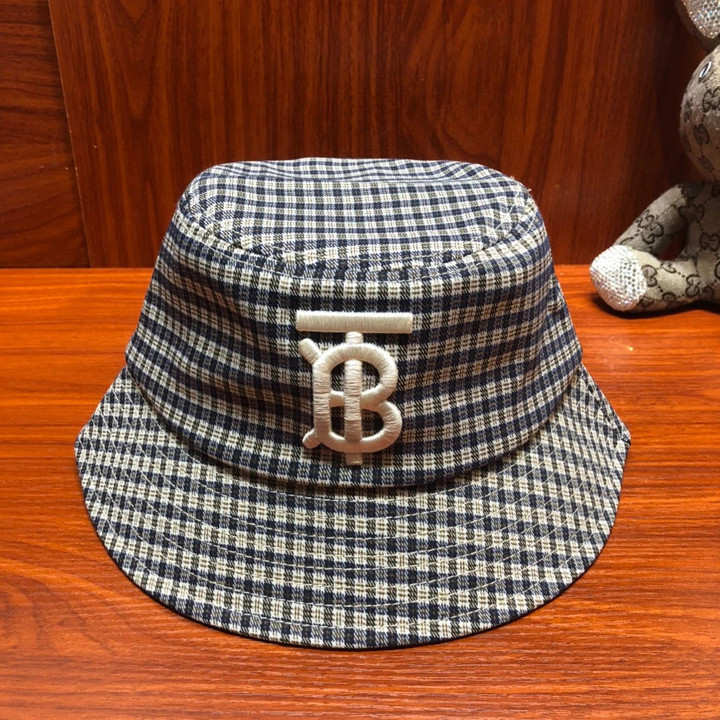 Burberry Embroidered Tb And Logo Label Bucket Hat In Blue And Yellow