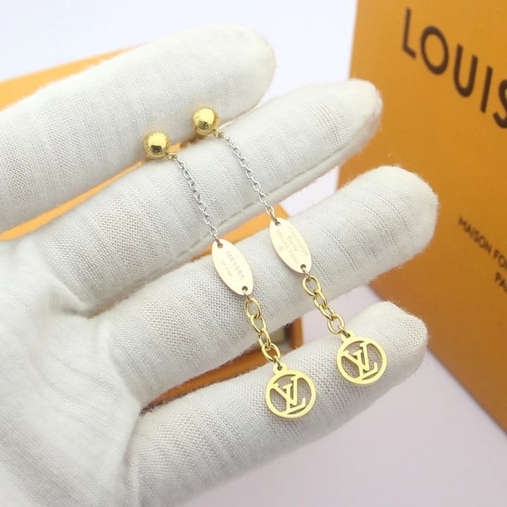 Louis Vuitton Logomania Cutwork Lv Pendant Earrings