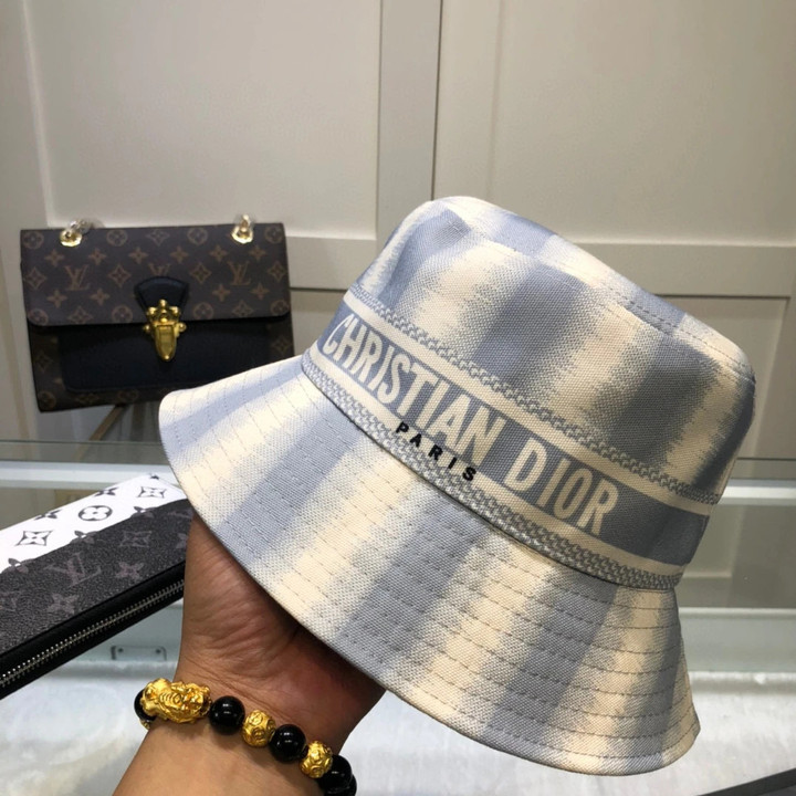 Dior D-stripes Small Brim Bucket Hat In Light Blue