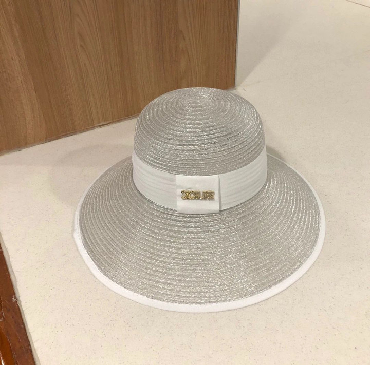 Celine Wide Brim Bucket Hat In Silver