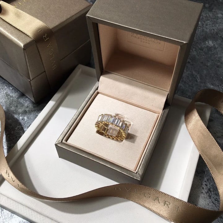 Bulgari Yellow Gold Baguette Cut Diamond Eternity Ring