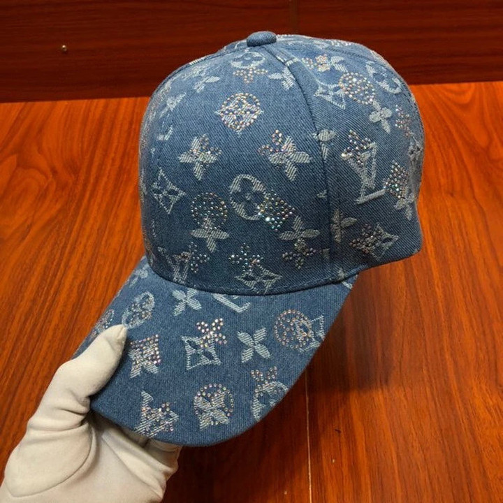Louis Vuitton Rhinestone Monogram Baseball Cap In Blue