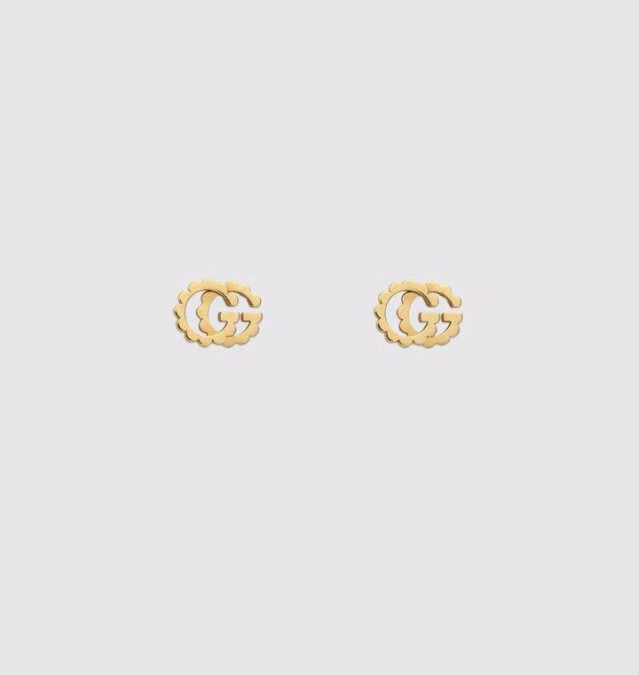 Gucci Running G Scalloped Yellow Gold Stud Earrings