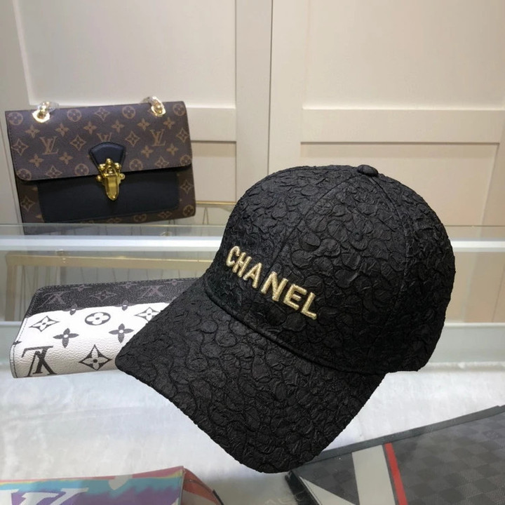 Chanel Chanel Embroidered Bubble Fabric Baseball Cap In Black