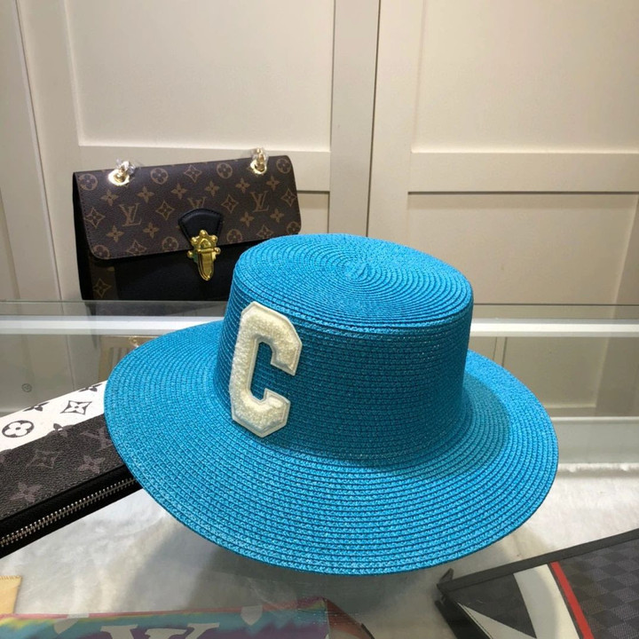 Celine With Embossed Letter C Bucket Hat In Blue