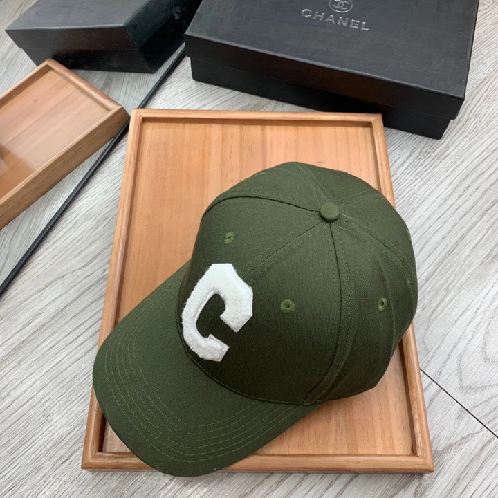Chanel Letter C Baseball Hat In Moss Green