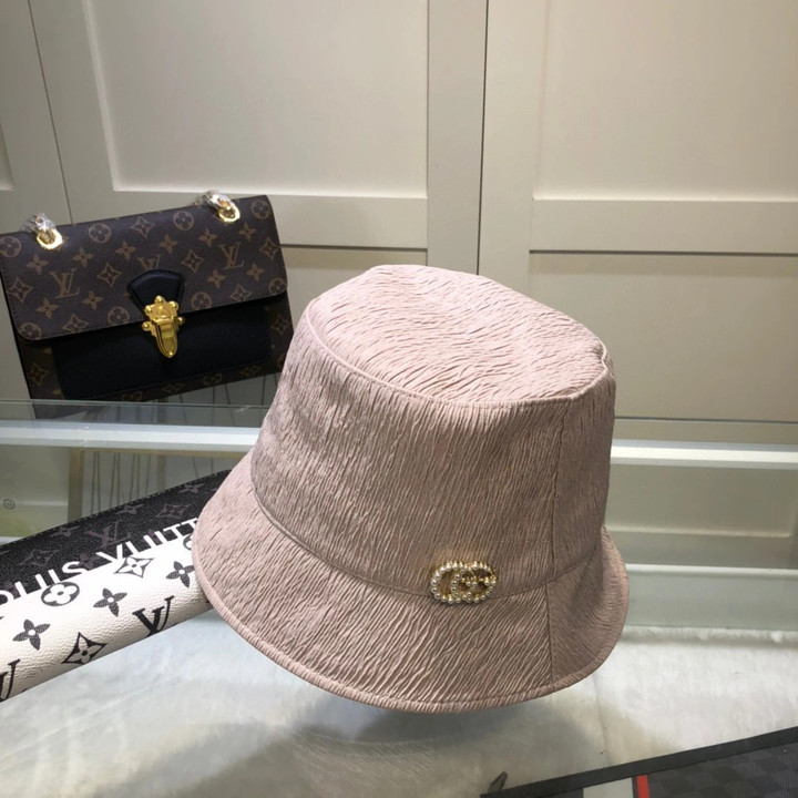 Gucci Pearl Double G Bucket Hat In Pink