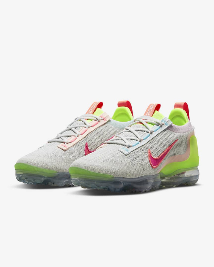 Nike Air VaporMax Flyknit Grey Neon Shoes Sneakers