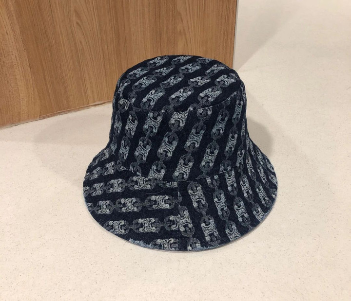 Celine Triomphe Knotted Bucket Hat In Black