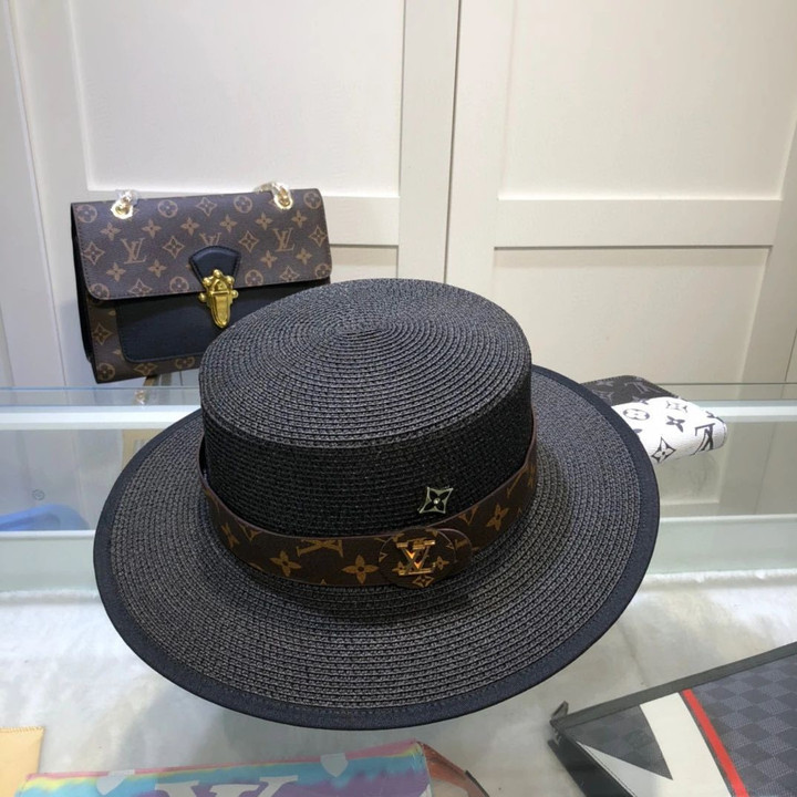 Louis Vuitton Monogram Embossed Black Border Bucket Hat In Black