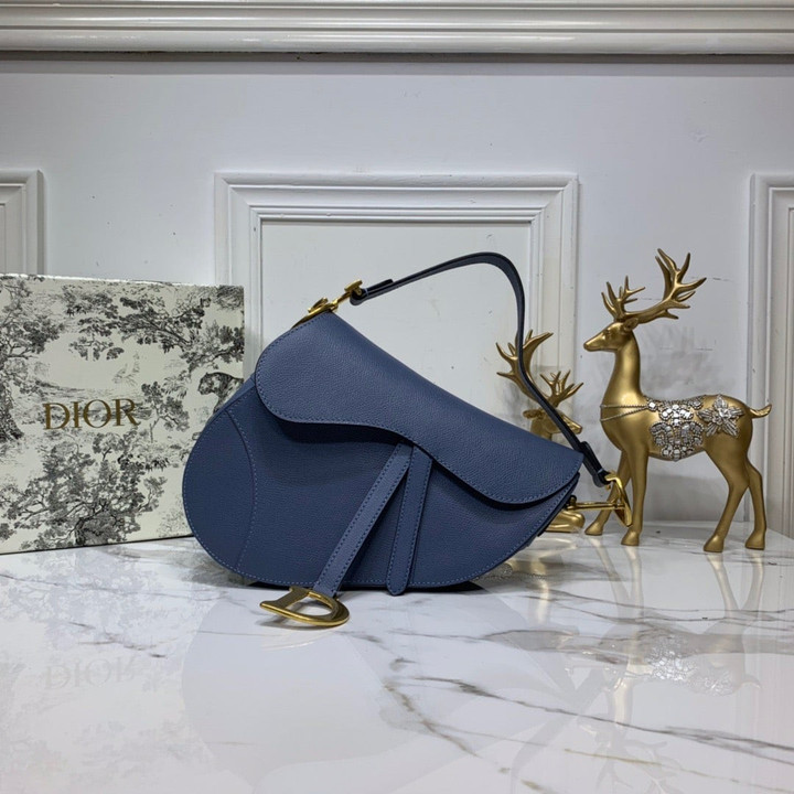 Dior Saddle Bag Cornflower Blue Grained Calfskin
