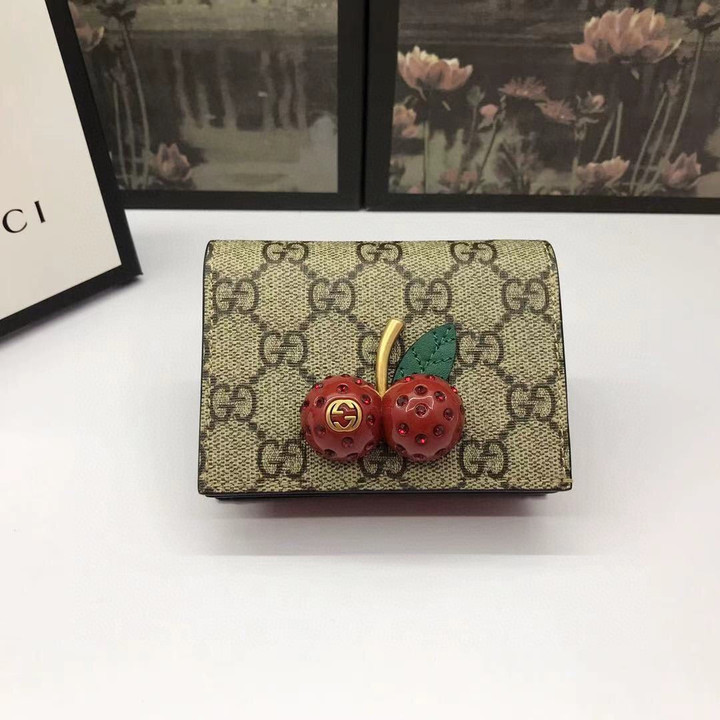 GG Supreme Card Case Wallet With Cherries
