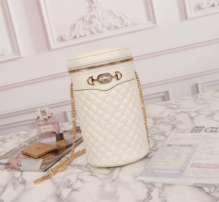 Gucci Trapuntata Crossbody Belt Bag Quilted Leather In White