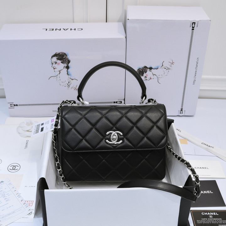 Chanel Trendy CC Top Handle Black Lambskin Bag