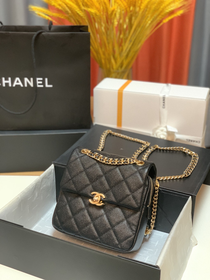 Chanel Black Melody Gold Chain Flap Bag