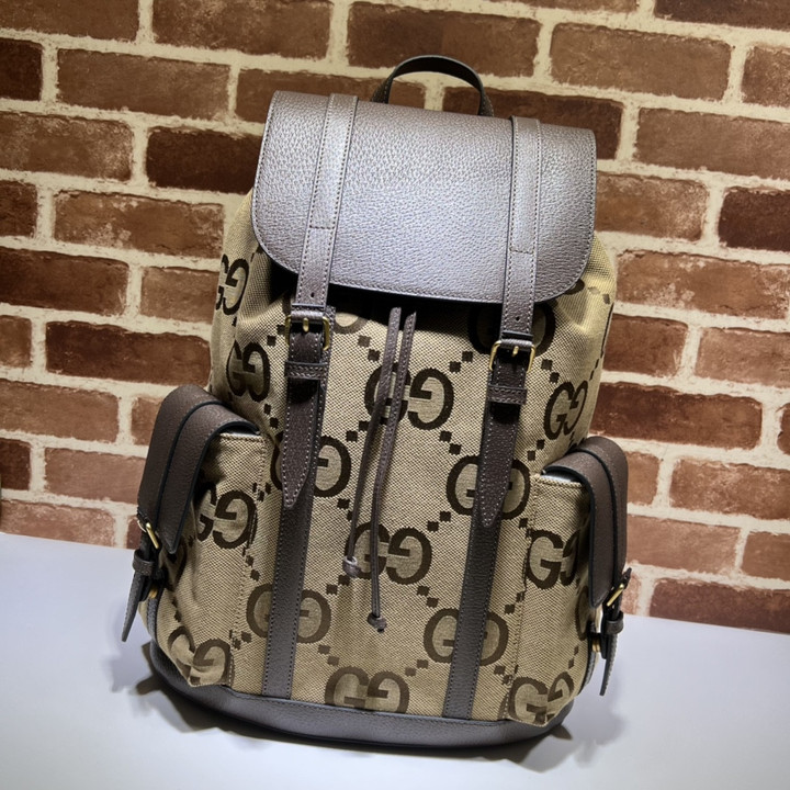Gucci Jumbo GG Canvas Brown Leather Backpack