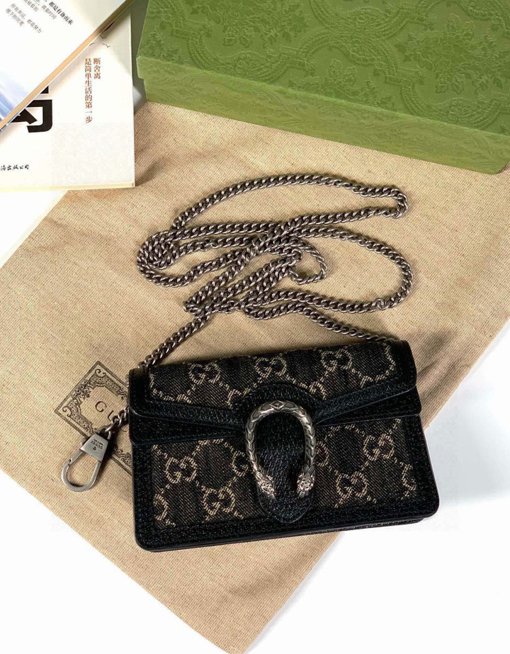 Gucci Dionysus GG Super Black And Ivory Chain Mini Bag