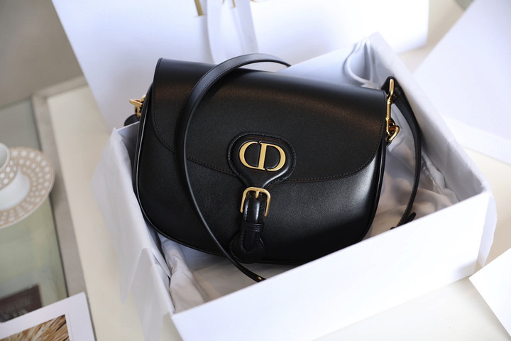 Box Calfskin Minium Dior Bobby Bag In Black