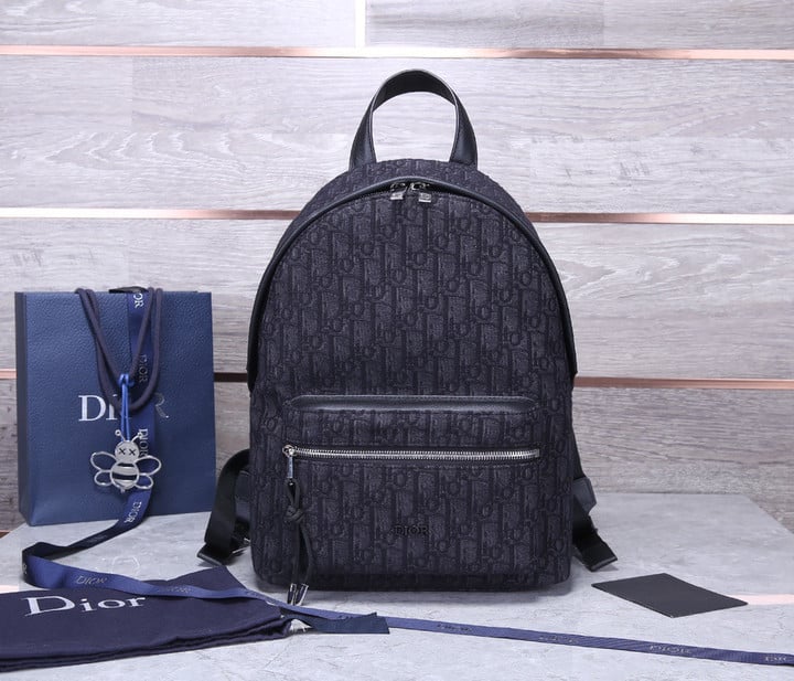 Black Dior Oblique Jacquard Rider Backpack