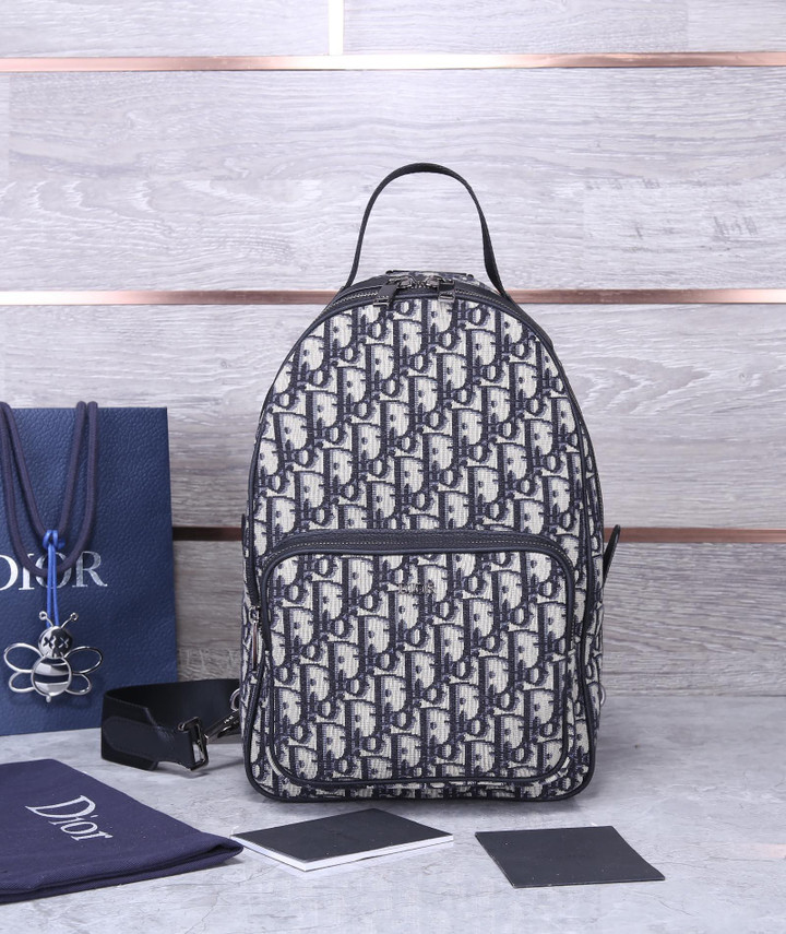 Beige And Black Dior Oblique Jacquard Mini Rider Backpack
