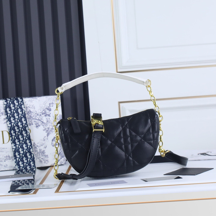 Black Cannage Lambskin Small Dior Vide Hobo Bag