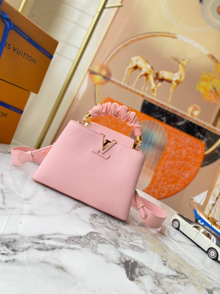 Louis Vuitton Capucines BB Leather With Scrunchie Handbag In Pink