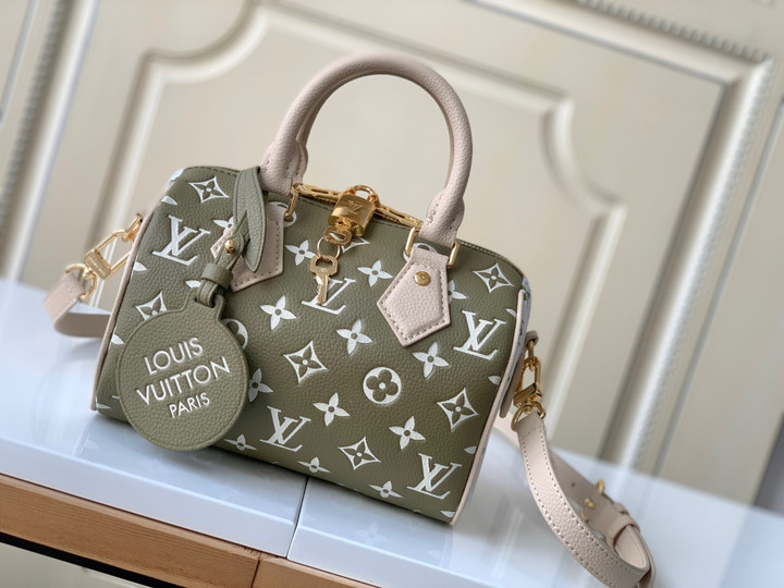 Louis Vuitton Khaki Green/Beige/Cream Monogram Speedy Bandoulière 20 Handbag