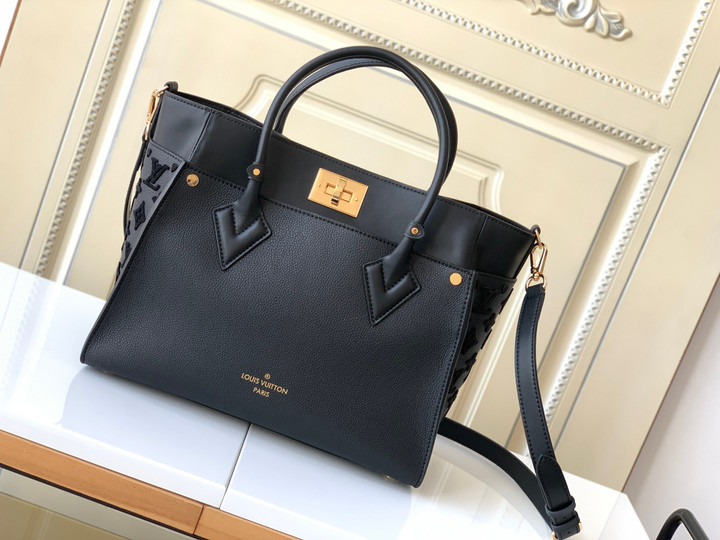 Louis Vuitton Noir Twist Calfskin On My Side MM Tote Bag