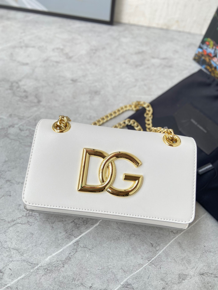 Dolce & Gabbana Polished Calfskin Phone Bag In White