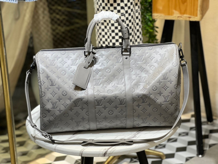 Louis Vuitton Anthracite Gray Keepall 50B Travel Bag